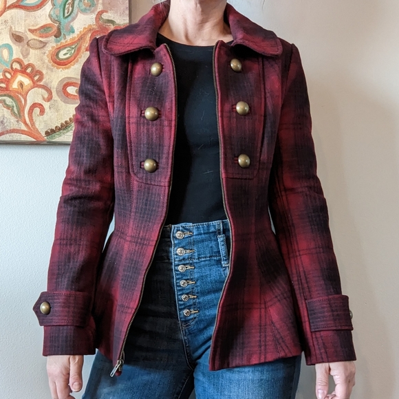ANTHROPOLOGIE elevenses wanigan plaid peplum coat S 6 - Picture 3 of 16